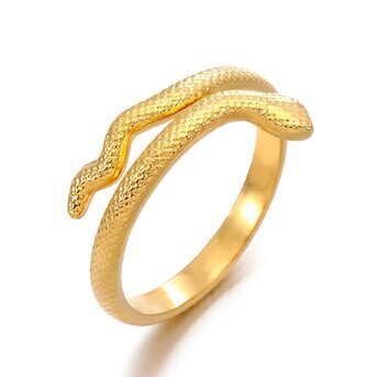 18K gold plated Stainless steel  "Snakes" finger ring, Intensity