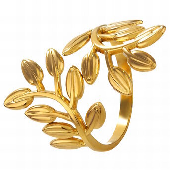 18K gold plated Stainless steel  "Leafs" finger ring, Intensity