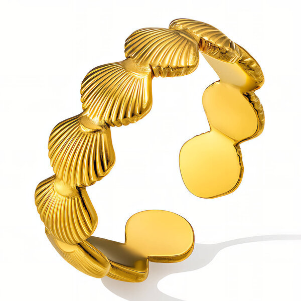 "Seashells" Ring, 18K Gold Plated Steel