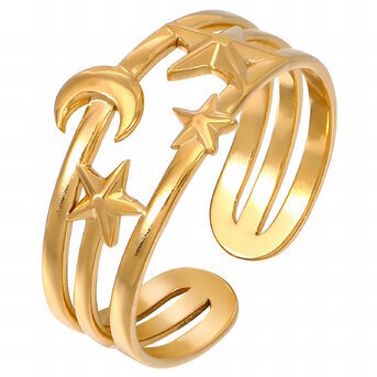 18K gold plated Stainless steel  "Astrology" finger ring, Intensity