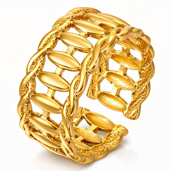 Ring, 18K Gold Plated Steel