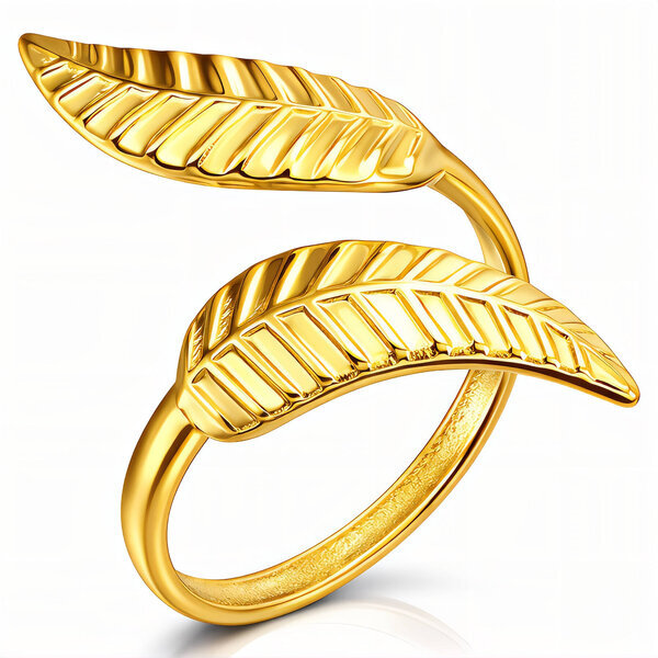 "Leaves" Ring, 18K Gold Plated Steel