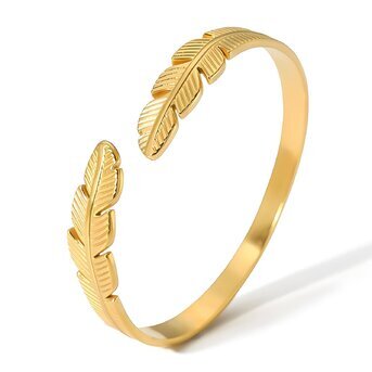 18K gold plated Stainless steel  "Leafs" bracelet, Intensity