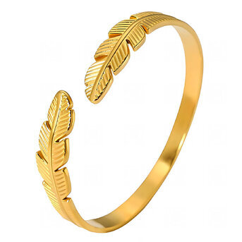 "Leaves" Bracelet, 18K Gold Plated Steel