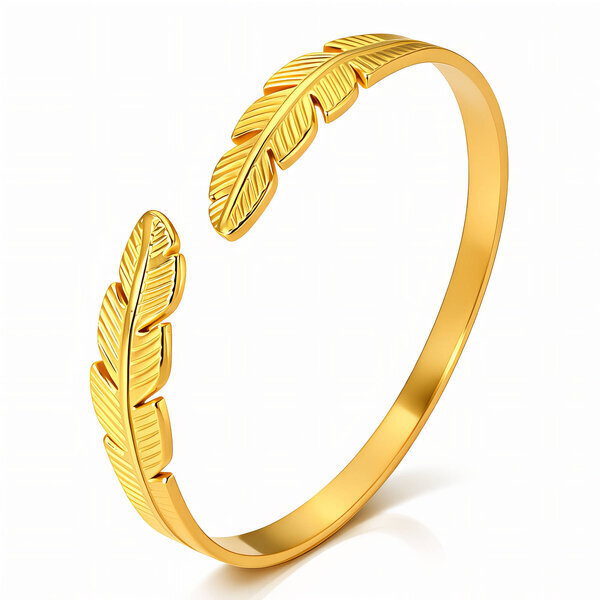 "Leaves" Bracelet, 18K Gold Plated Steel