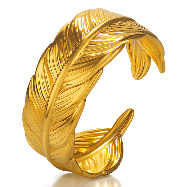 "Leaves" Ring, 18K Gold Plated Steel