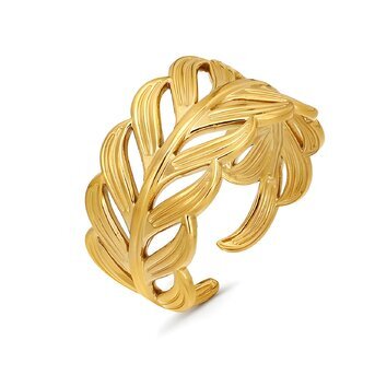 18K gold plated Stainless steel  "Leafs" finger ring, Intensity