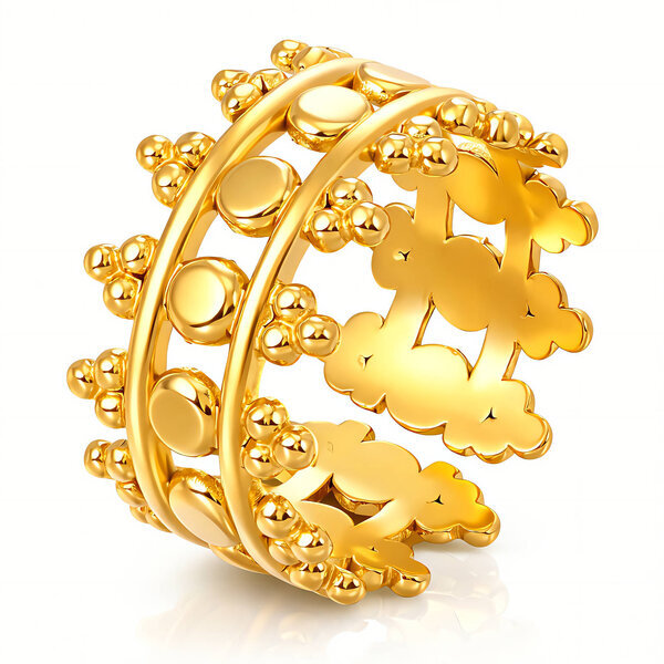 Ring, 18K Gold Plated Steel
