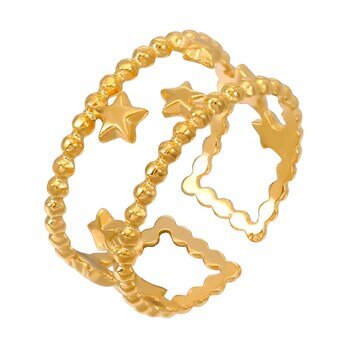 "Stars" Ring, 18K Gold Plated Steel
