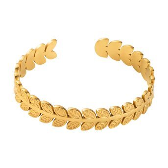 18K gold plated Stainless steel  "Leafs" bracelet, Intensity