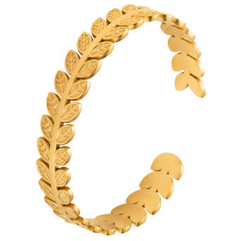 "Leaves" Bracelet, 18K Gold Plated Steel