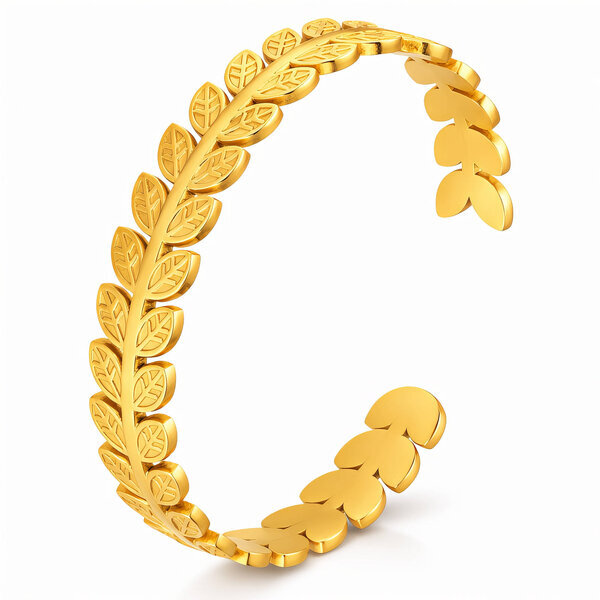 "Leaves" Bracelet, 18K Gold Plated Steel
