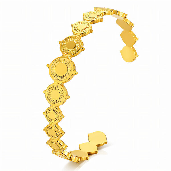 "Sun" Bracelet, 18K Gold Plated Steel