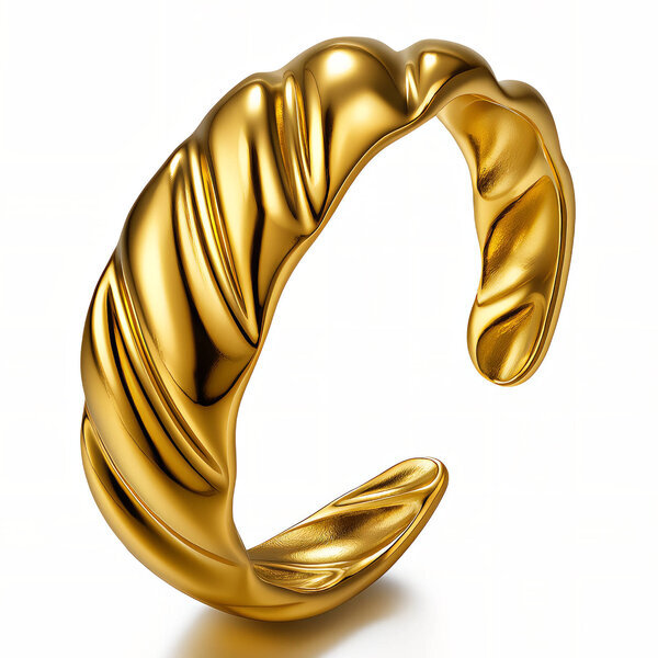 "Croissant" Ring, 18K Gold Plated Steel