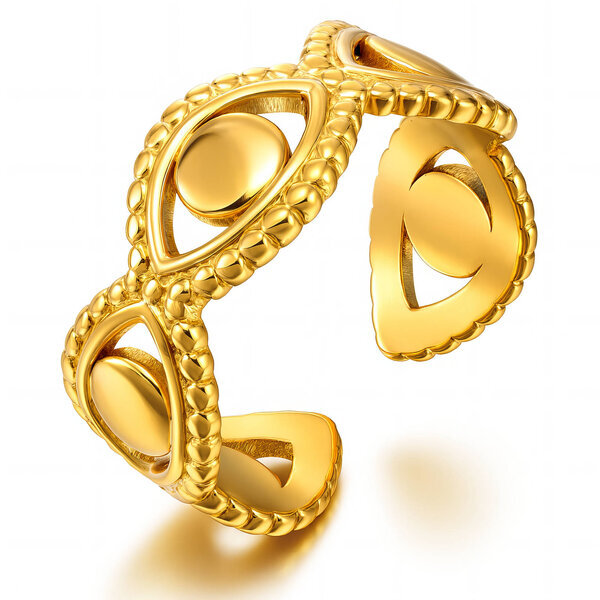 "Evil Eyes" Ring, 18K Gold Plated Steel