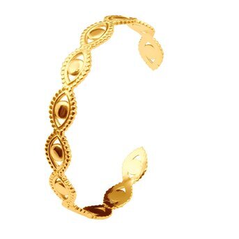 18K gold plated Stainless steel  "Evil Eyes" bracelet, Intensity