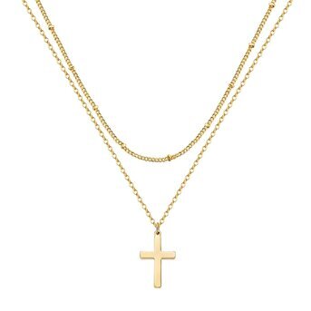 18K gold plated Stainless steel  "Crosses" necklace, Intensity