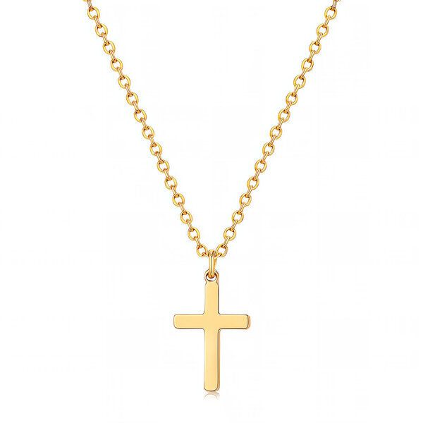 "Crosses" Necklace, 18K Gold Plated Steel
