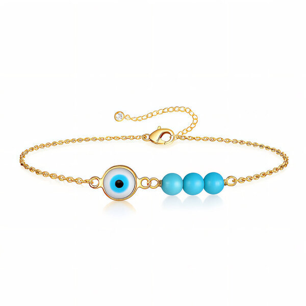 "Evil Eye" Bracelet, 18K Gold Plated Steel