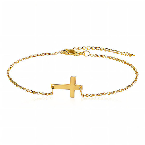 "Crosses" Bracelet, 18K Gold Plated Steel