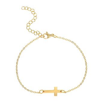 "Crosses" Bracelet, 18K Gold Plated Steel