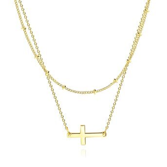 18K gold plated Stainless steel  "Crosses" necklace, Intensity