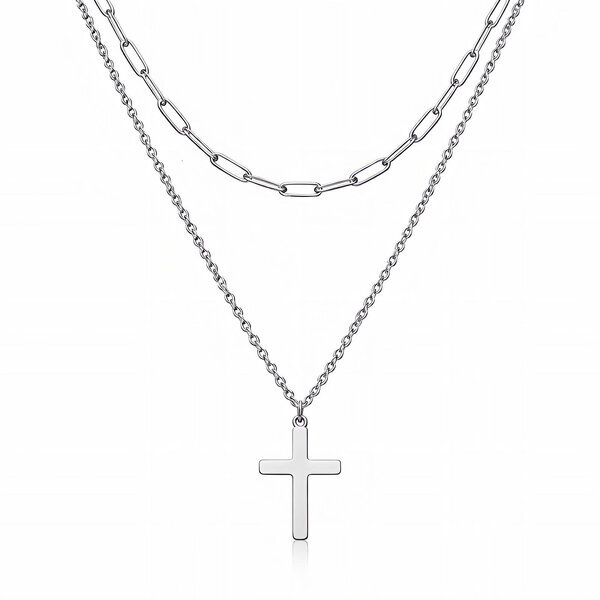 "Crosses" Necklace, Stainless Steel