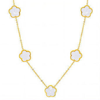 "Flower Meadow" Necklace, 18K Gold Plated Steel