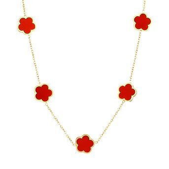 "Flowers" Necklace, 18K Gold Plated Steel
