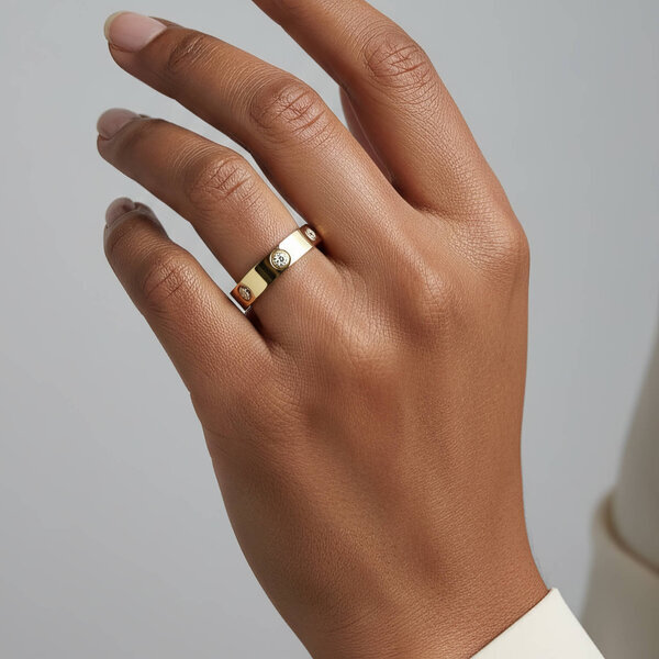 Ring, 18K Gold Plated Steel