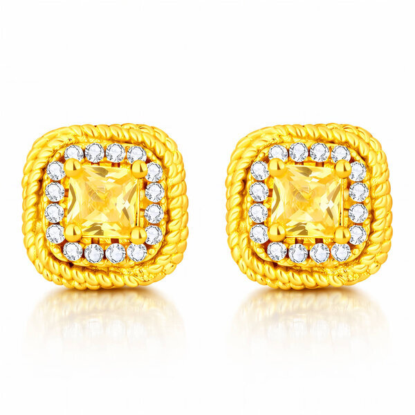 Earrings, 18K Gold Plated Brass