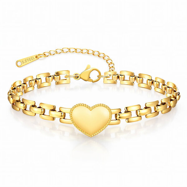 "Heart" Bracelet, 18K Gold Plated Steel