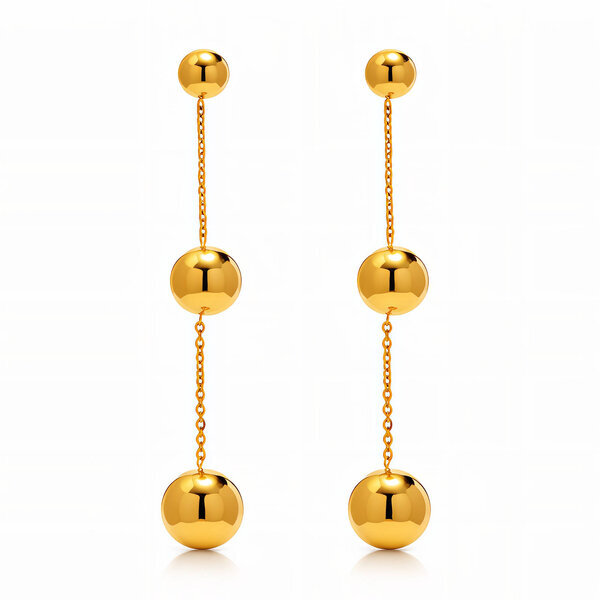 Earrings, 18K Gold Plated Steel
