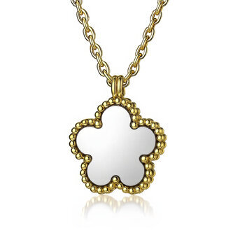 "Flower" Necklace, 18K Gold Plated Steel