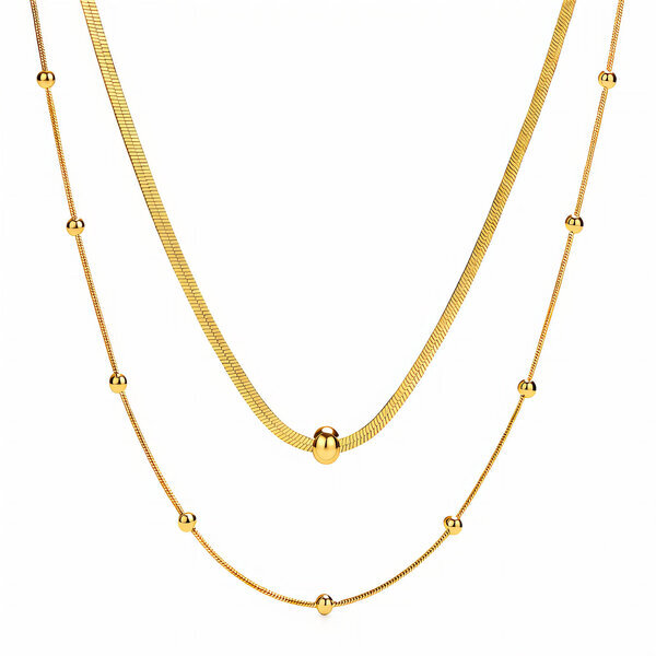 Necklace, 18K Gold Plated Steel