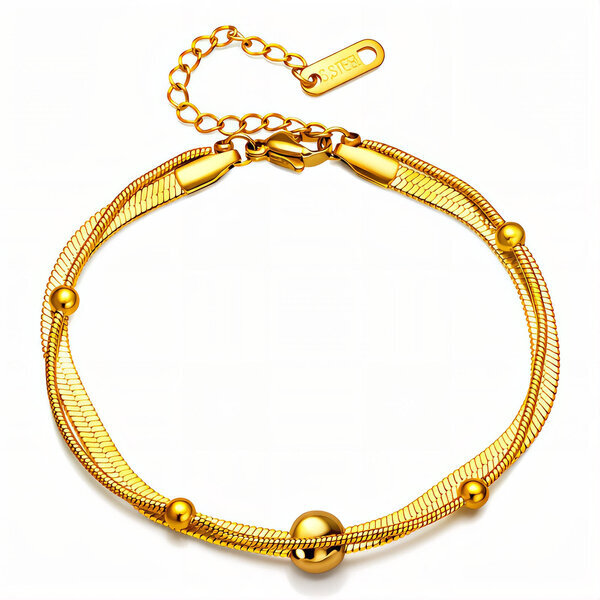 Bracelet, 18K Gold Plated Steel