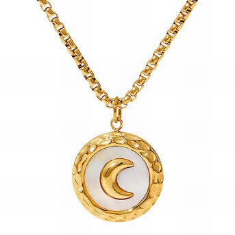 "Crescent" Necklace, 18K Gold Plated Steel