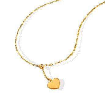 18K gold plated Stainless steel  "Heart" necklace, Intensity