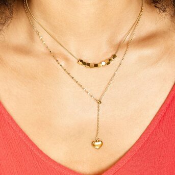 18K gold plated Stainless steel  "Heart" necklace, Intensity