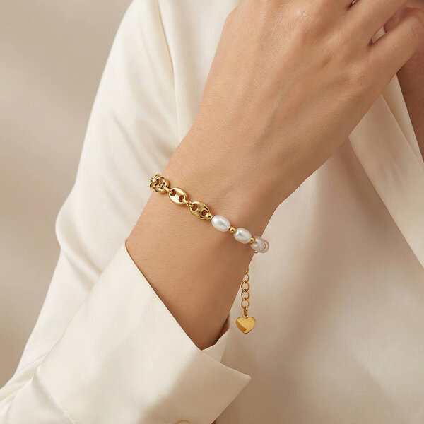 Bracelet, 18K Gold Plated Steel