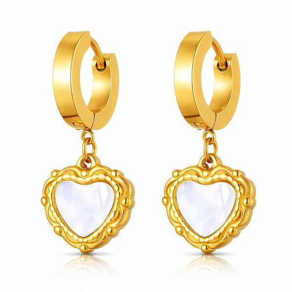 "Heart" Earrings, 18K Gold Plated Steel