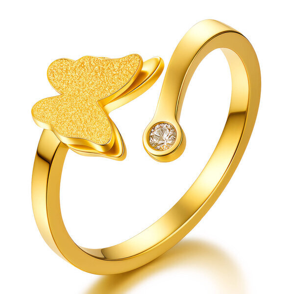 "Butterfly" Ring, 18K Gold Plated Steel
