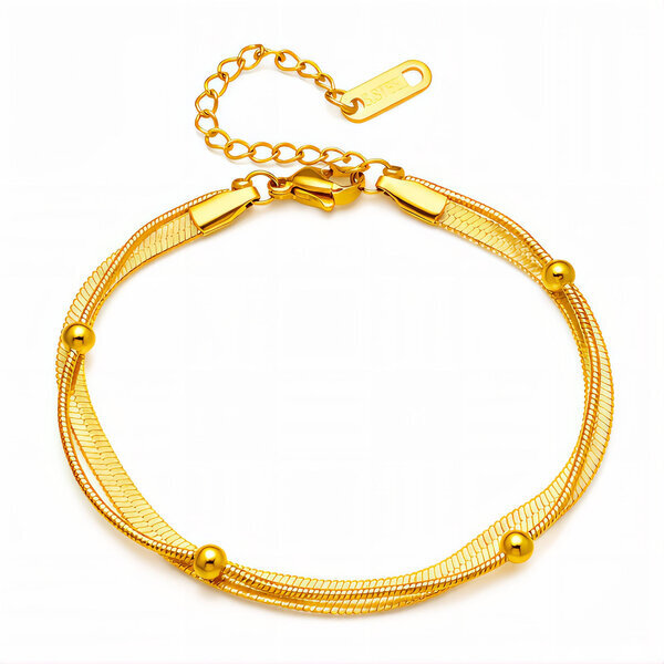 Bracelet, 18K Gold Plated Steel