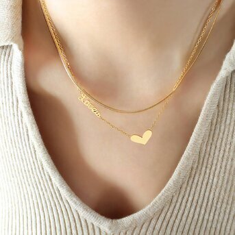 18K gold plated Stainless steel  "Heart" necklace, Intensity