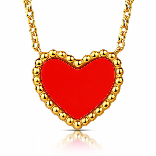 "Hearts" Necklace, 18K Gold Plated Steel