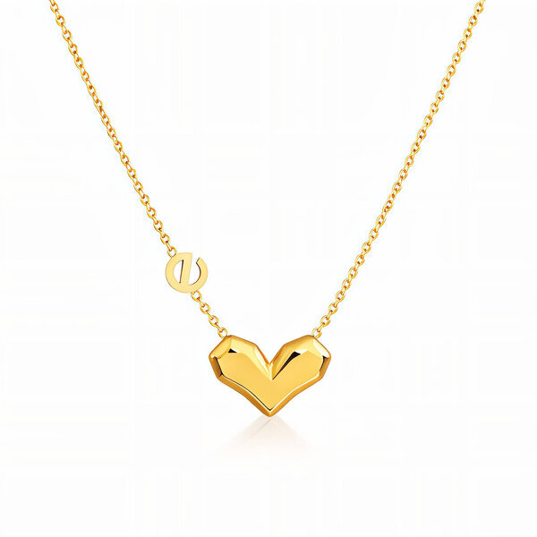 "Heart" Necklace, 18K Gold Plated Steel