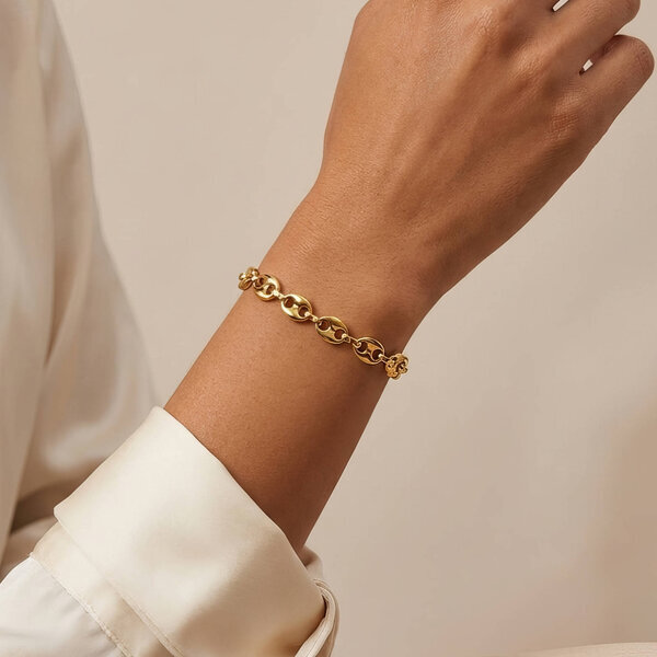 Bracelet, 18K Gold Plated Steel
