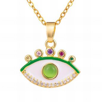 18K gold plated Stainless steel  "Evil Eye" necklace, Intensity