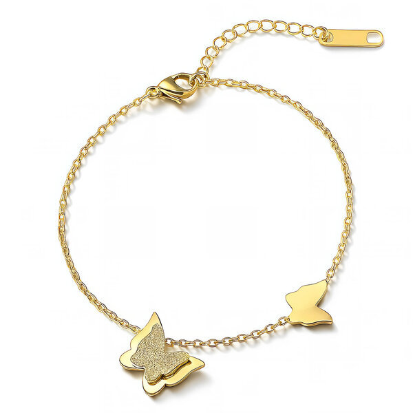 "Butterflies" Bracelet, 18K Gold Plated Steel
