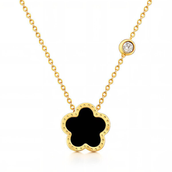 "Flower" Necklace, 18K Gold Plated Steel